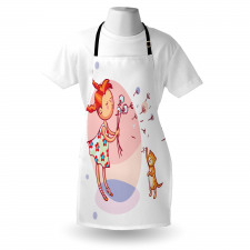 Cartoon Girl and Cat Apron