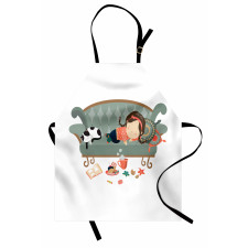 Sleeping Girl with Cat Apron