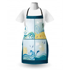Maritime Themed Waves Apron