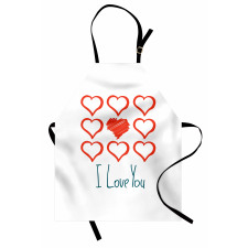Scribble Red Hearts Apron