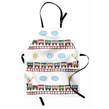 Cartoon Train Tracklines Apron