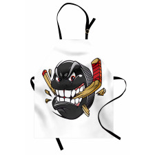 Cartoon Puck Bites Stick Apron