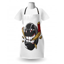 Cartoon Puck Bites Stick Apron