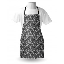 Greyscale Skulls Doodle Apron