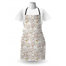 Funny Cat Family Doodle Apron