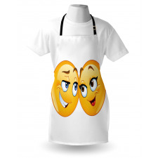 Loving Emoticon Couple Apron