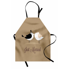 Just Married Birds Kiss Apron