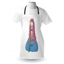 Girl Pink Hair Apron