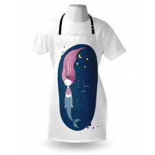 I Love Sea Cartoon Girl Apron