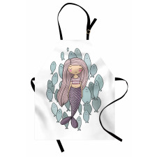 Cartoon Girl with Fish Apron