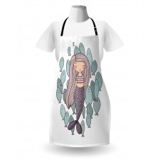 Cartoon Girl with Fish Apron