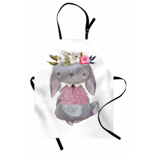 Girl Hare Flowers Art Apron