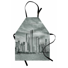 Şikago Mutfak Önlüğü Siyah Beyaz Bir Şehir Manzarası Fotoğrafı