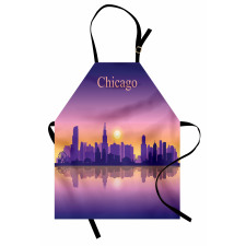 Şikago Mutfak Önlüğü Farklı Tonlarda Sade Gökdelen Sİlüetleri