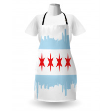 Şikago Mutfak Önlüğü Aynalanmış Tek Renk Şehir Silüeti Grafiği