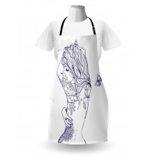 Woman Floral Botanical Art Apron