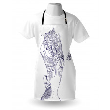 Woman Floral Botanical Art Apron