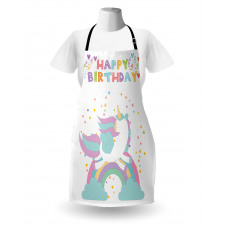 Doğum Günü Mutfak Önlüğü Özel Kutlama Yazılı Gökkuşağında Unicorn