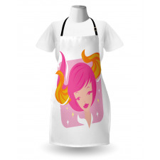 Pink Haired Woman Apron