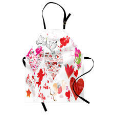 Valentines Day Cupid Birds Apron