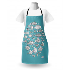 Blue and White Doodle Apron