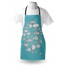 Blue and White Doodle Apron