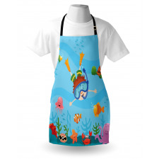 Cartoon Boy Diving to Sea Apron