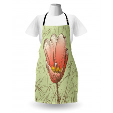 Romantic Flower Sketch Apron