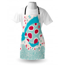 Hearts Flowers and Fish Apron