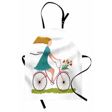 Woman on Bike Tulips Apron