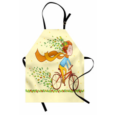 Girl Bike Autumn Leaves Apron