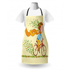 Girl Bike Autumn Leaves Apron