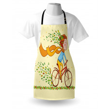 Girl Bike Autumn Leaves Apron