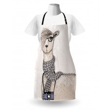 Llama with Glasses Scarf Apron