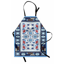 Blue Toned Square Circle Apron