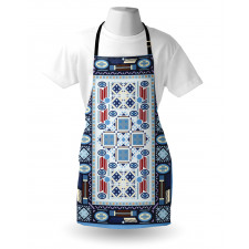 Blue Toned Square Circle Apron