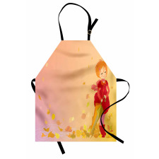 Smiling Girl Autumn Fall Apron