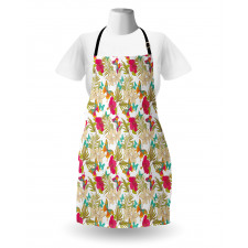 Tropical Flowers Leaves Apron