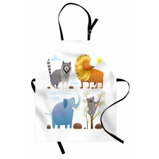 Lion Elephant Raccoon Apron