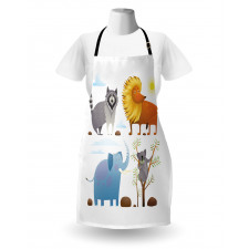 Lion Elephant Raccoon Apron