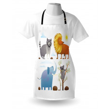 Lion Elephant Raccoon Apron