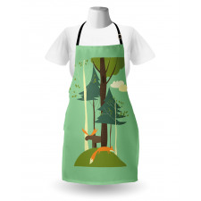 Elk and Fox in Forest Apron