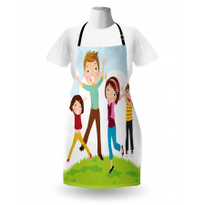 Happy Mom Dad and Kids Apron