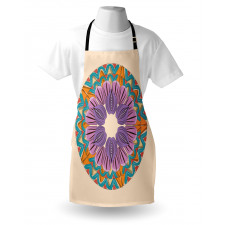 Soyut Mutfak Önlüğü Tek Renk Fonda Pastel Tonlarda Mandala Çizimi