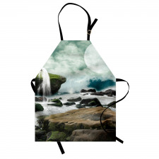 Waterfall Foggy Full Moon Apron