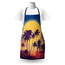 Retro Moon Rise Palms Apron