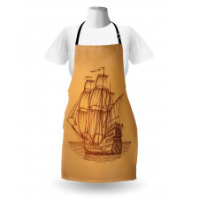 Gemi Mutfak Önlüğü El Çizimi Detaylı Deniz Ulaşım Aracı Görsel