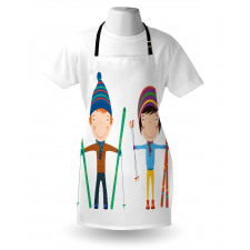 Boy and Girl Skis Apron