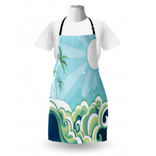 Wavy Sea Palm Trees Apron