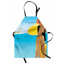 Young Woman Tropical Sea Apron